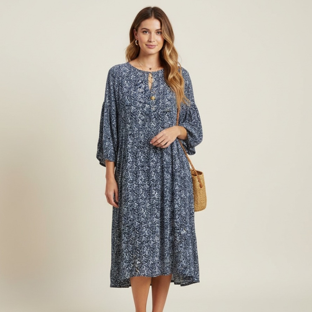 Just Female Garner Layered Oversized Shapeless Bell Sleeves festival Dress
